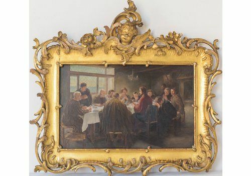 Het Laatste Avondmaal. Olieverf Op Paneel, 19e Eeuw photo furniture
