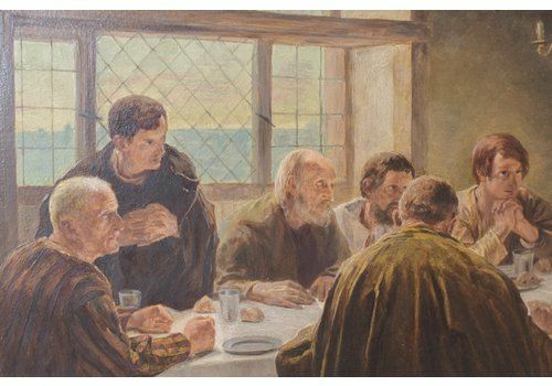 Het Laatste Avondmaal. Olieverf Op Paneel, 19e Eeuw photo Kunst
