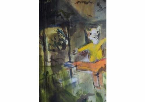 Sabrina Shah   Figures With Masks And Birds photo for sale