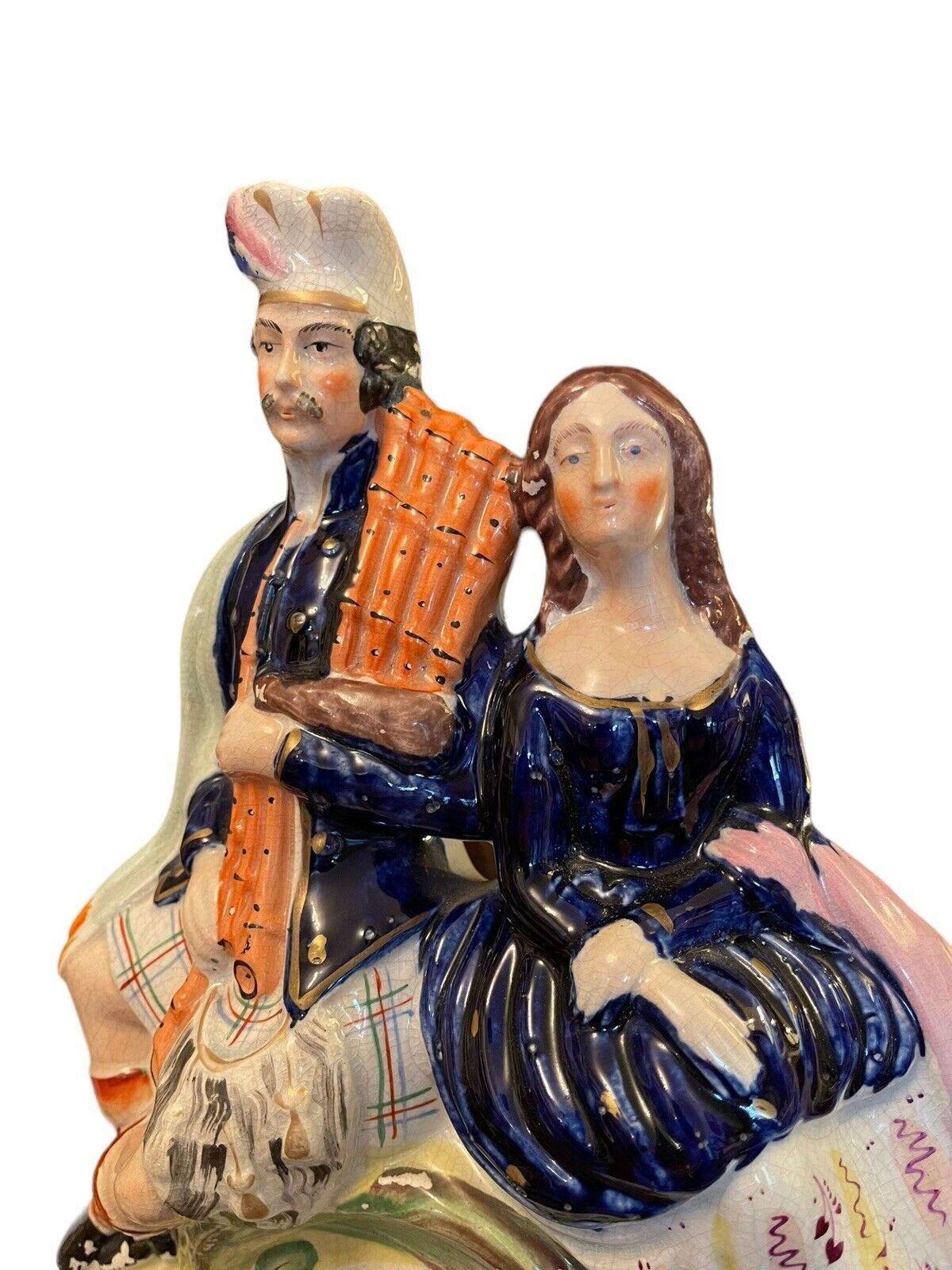 Staffordshire Scottish Wedding Clock Figure photo for sale