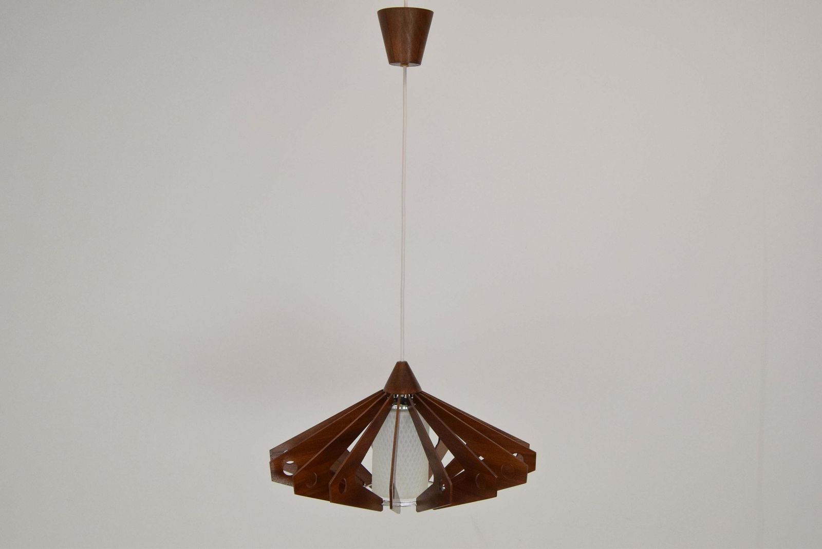 Mid Century Wood Pendant/Drevo Humpolec,Czechoslovakia,1970's. photo Lighting