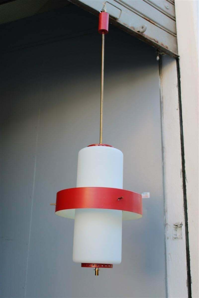 photo furniture Rare Mid Century Esperia Angelo Brotto Chandelier Brass Red White Murano Glass