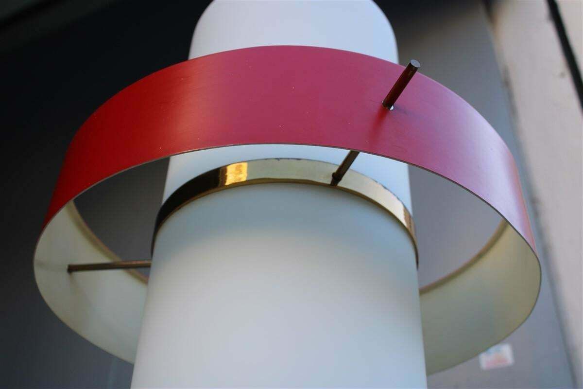 photo vinterior Rare Mid Century Esperia Angelo Brotto Chandelier Brass Red White Murano Glass
