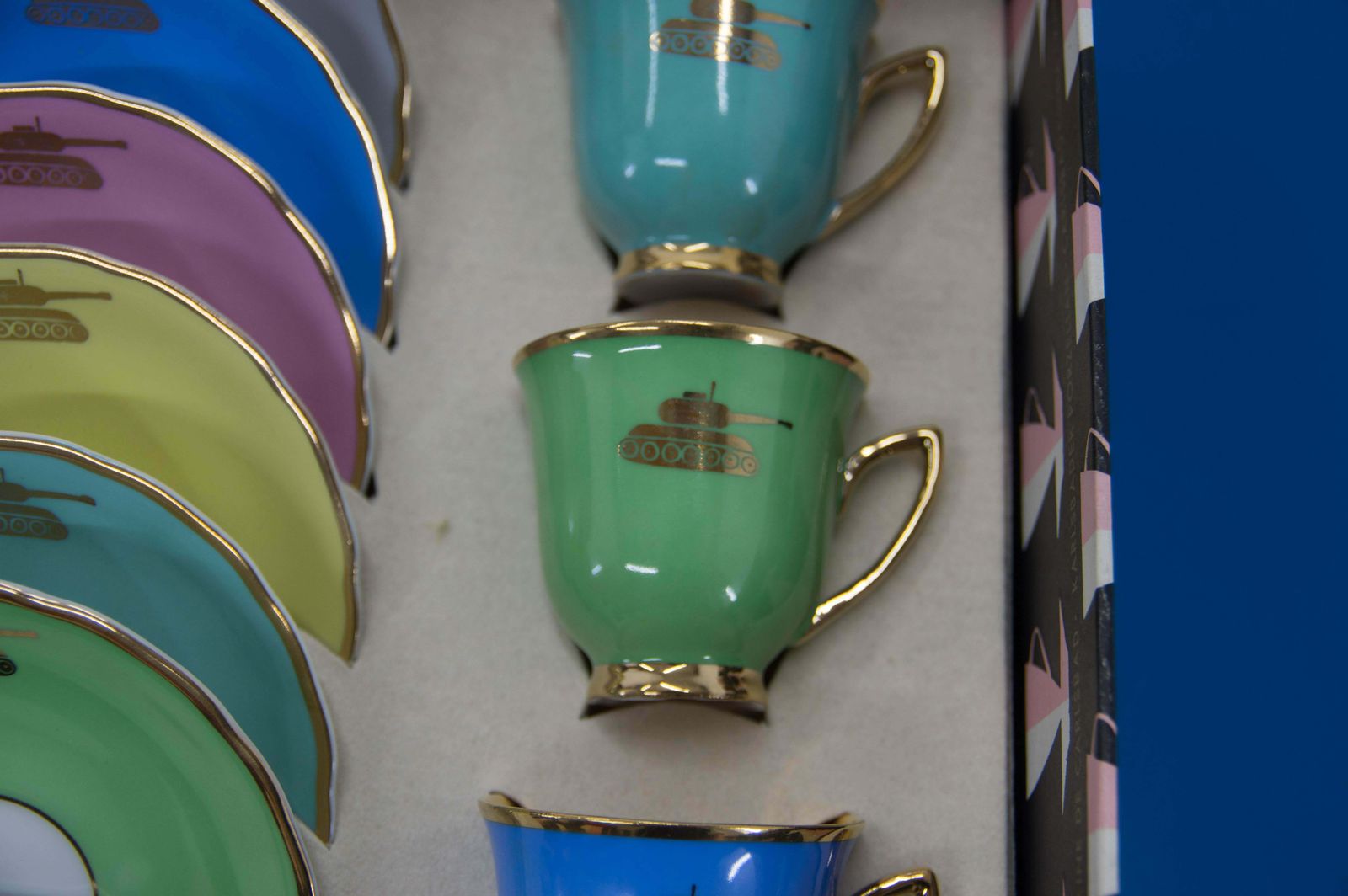 Set Of Six Cups And Saucers With Tanks, Karlsbad, 1970s, Never Used photo Home Decor