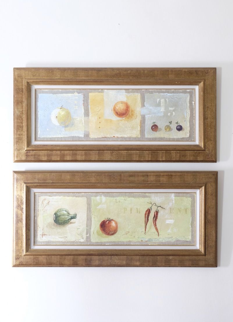 photo vintage A Trio Of Fruits Oil On Canvas Abstract Painting By F Ferron