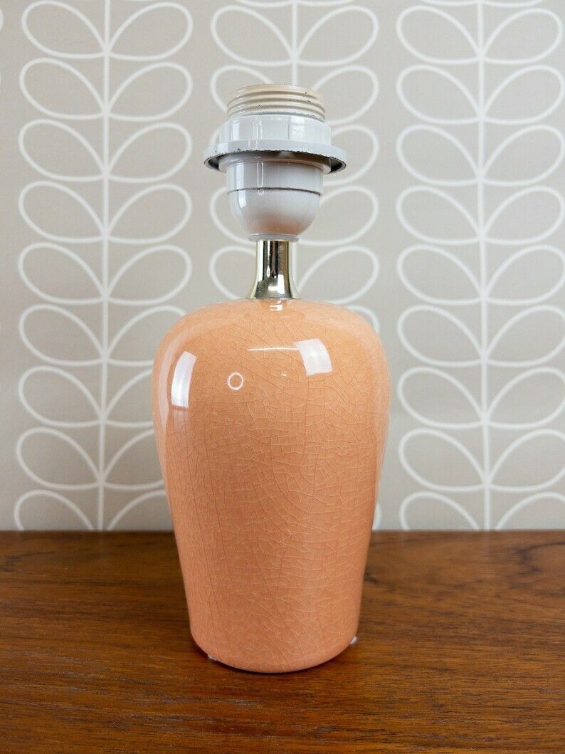 Pink Peach Crackle Ceramic Glaze Ceramic Lamp Base By Porcelanas De Bruxelles Of Belgium photo furniture