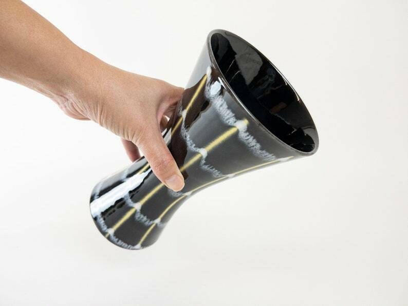 Dümler And Breiden Ceramic Vase West German Pottery  Mid Century, Black, White And Yellow Decor photo Home Decor
