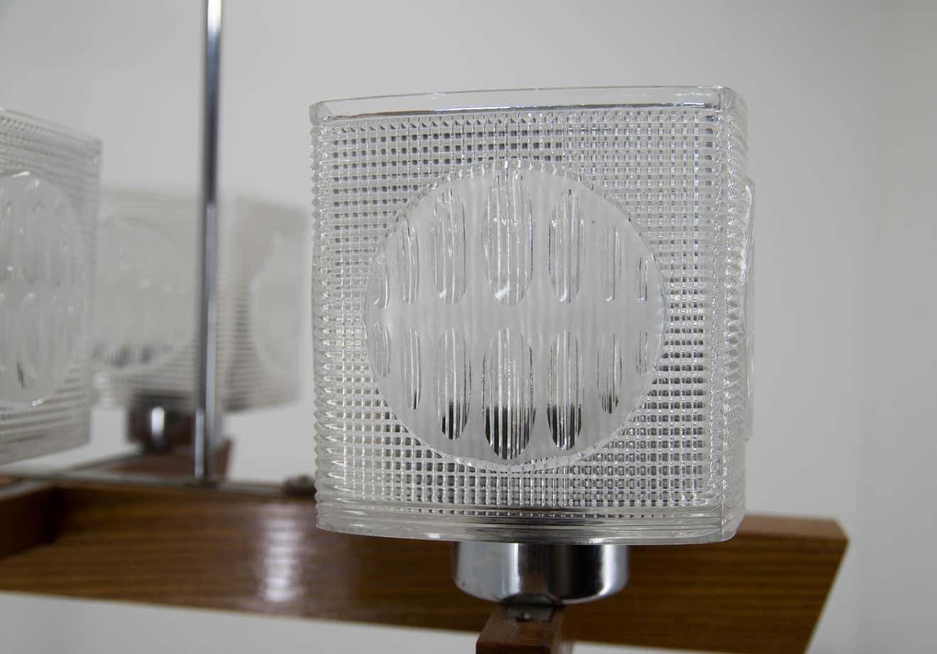 Lighting Set Of Two Big Mid Century Chandeliers By Instala Decin 1970s photo