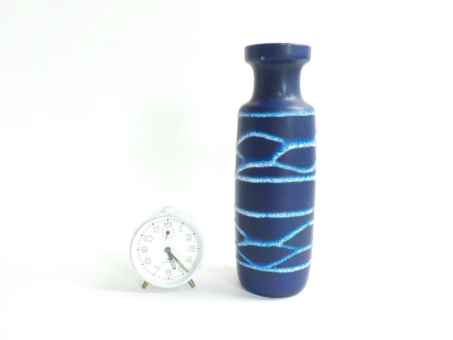 West German Pottery   Scheurich Keramik Blue And White Vase   Form 200 28   Made In Germany photo vinterior