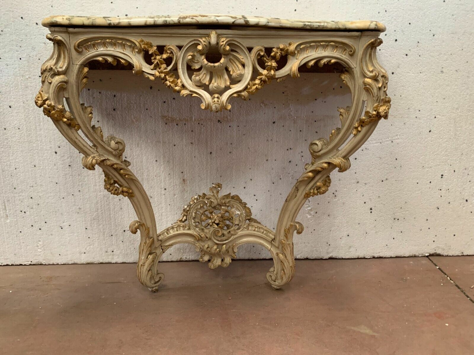 Console Carved In Louis XV Style In Painted And Gilded Wood 20th Century photo 3165.068925