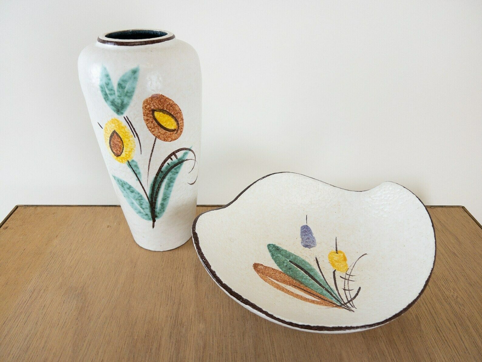 Scheurich Hand Painted 1950s Mid Century Ceramics, Vase And Bowl photo furniture