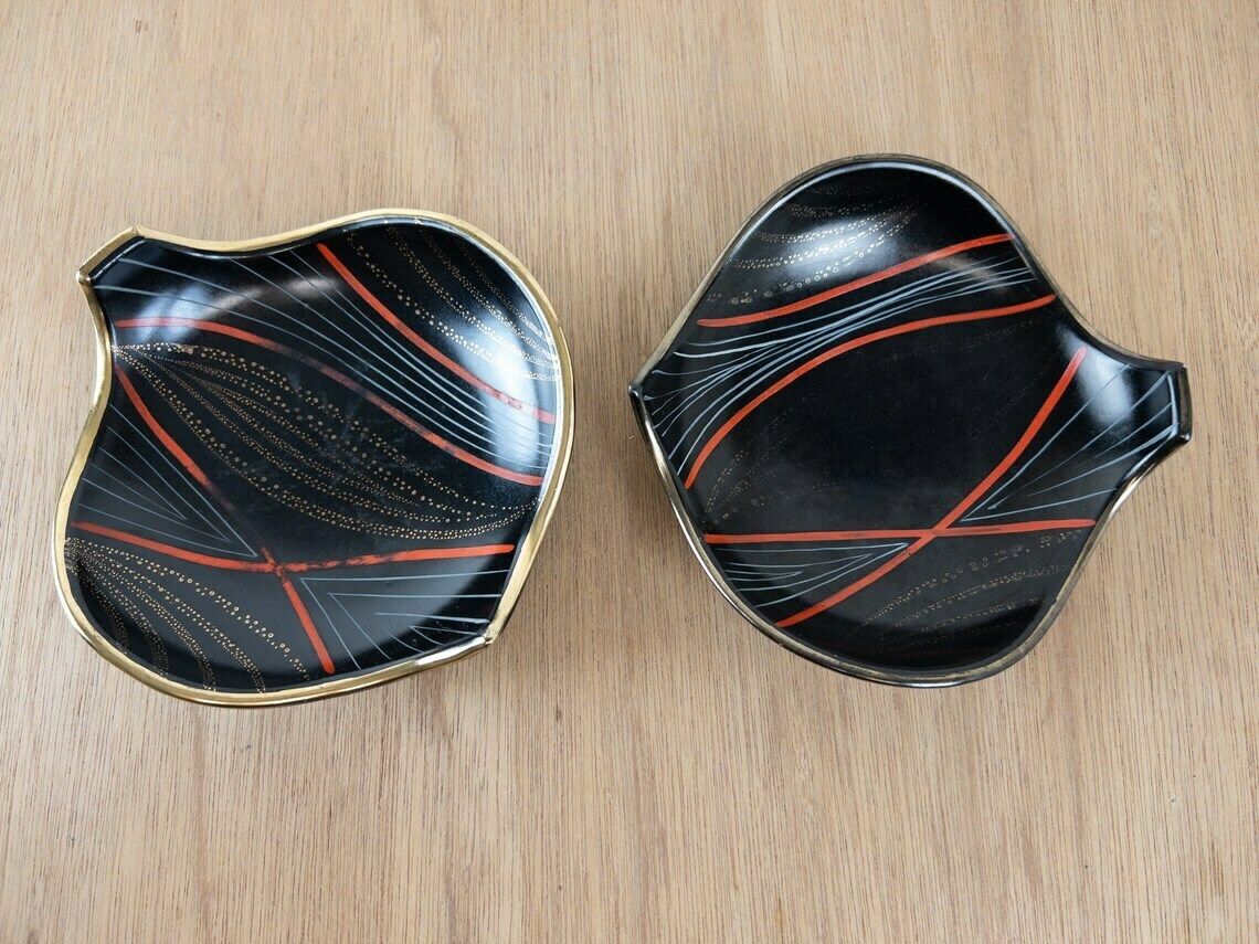 Atomic Age Smoking Set   West German Pottery   1950s, Mid Century Ashtray, Candleholder, Cigarette Holder   Smoking Accessory photo 68.0