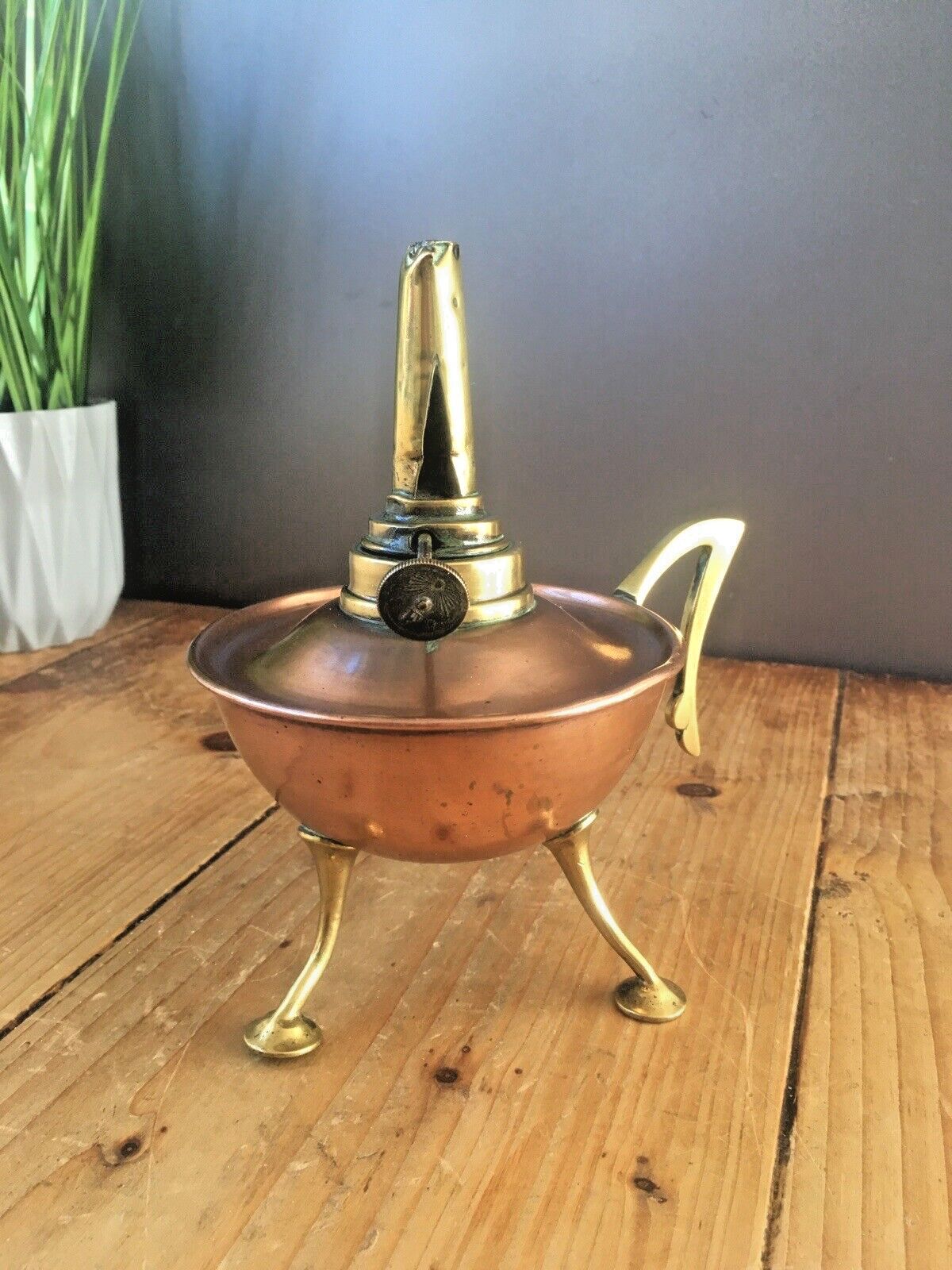 Superb C1890 Antique Arts & Crafts Copper & Brass Oil Lamp Burner W.A.S Benson photo 225.0