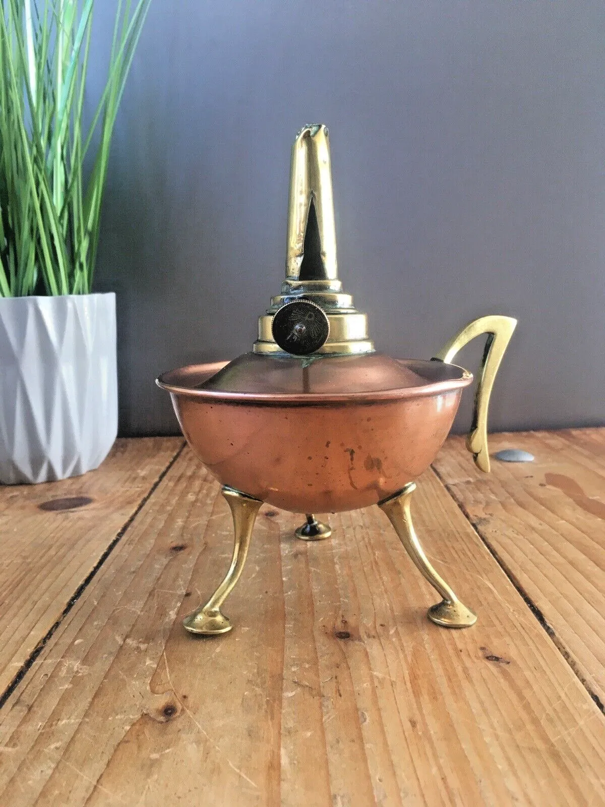 Superb C1890 Antique Arts & Crafts Copper & Brass Oil Lamp Burner W.A.S Benson photo buy