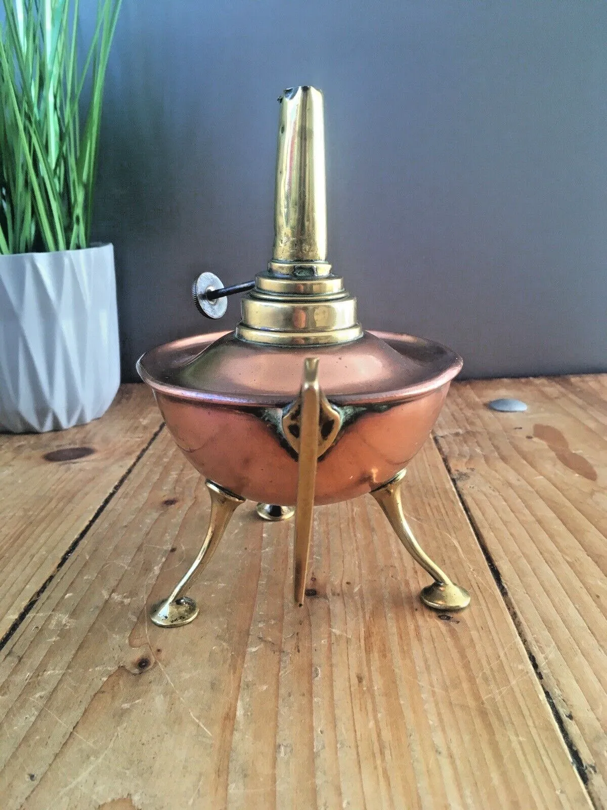 photo for sale Superb C1890 Antique Arts & Crafts Copper & Brass Oil Lamp Burner W.A.S Benson