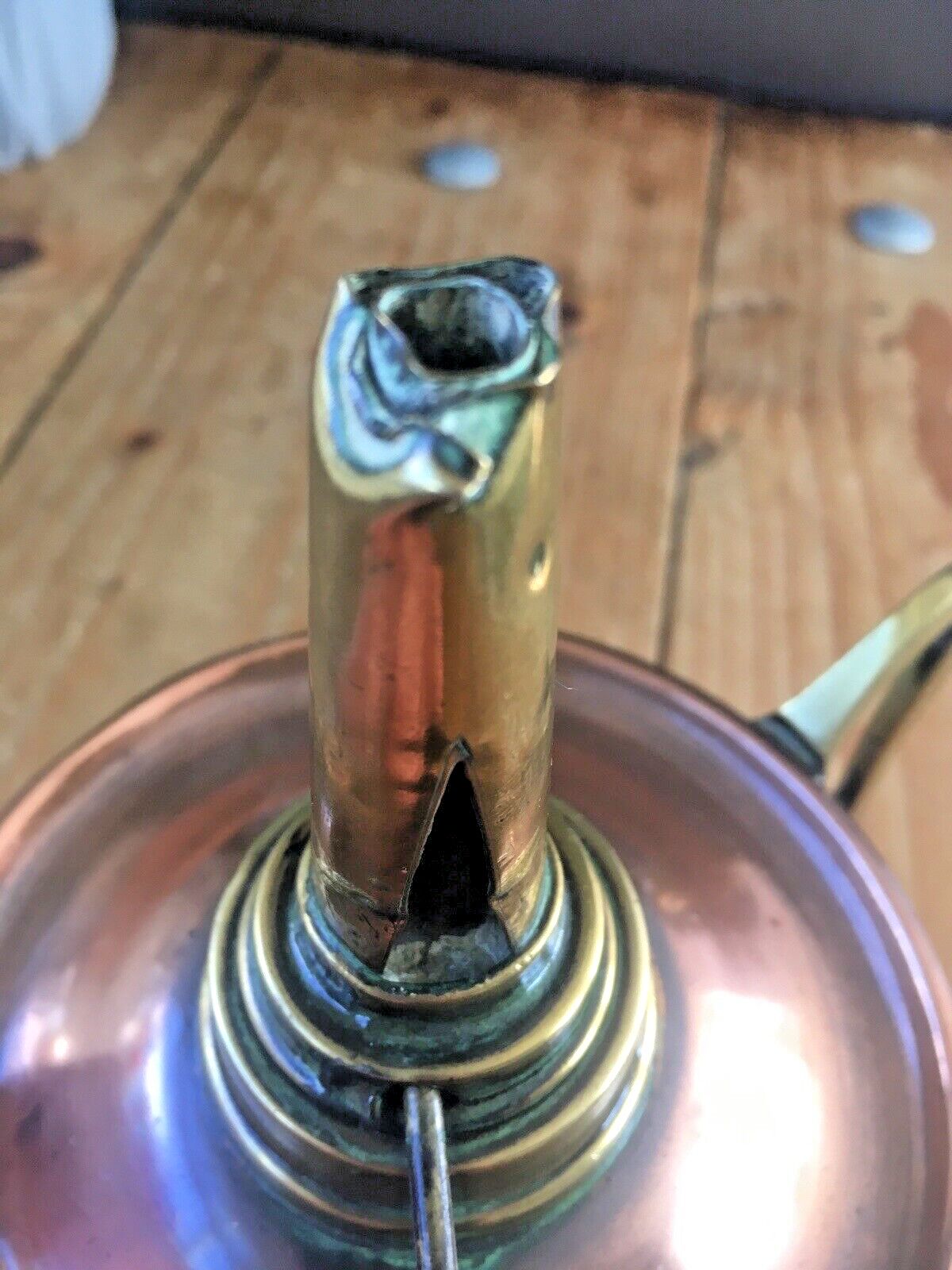 photo buy Superb C1890 Antique Arts & Crafts Copper & Brass Oil Lamp Burner W.A.S Benson