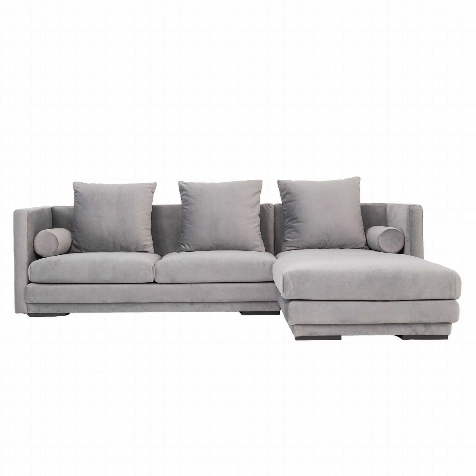 Corner Sofa Malmo Silver Velour, Scandinavian Design