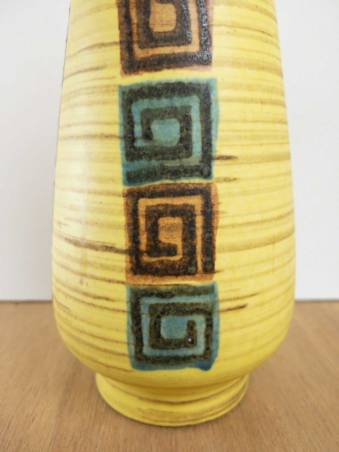 West German Pottery Vase, Dümler And Breiden, Yellow And Blue Tones, Mid Century Modern photo buy