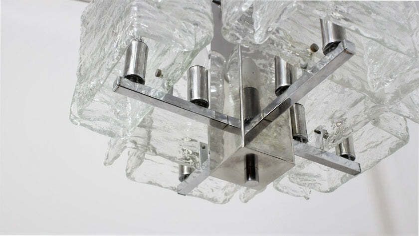 Murano Glass Pendant Chandelier Mazzega 1970s photo vintage
