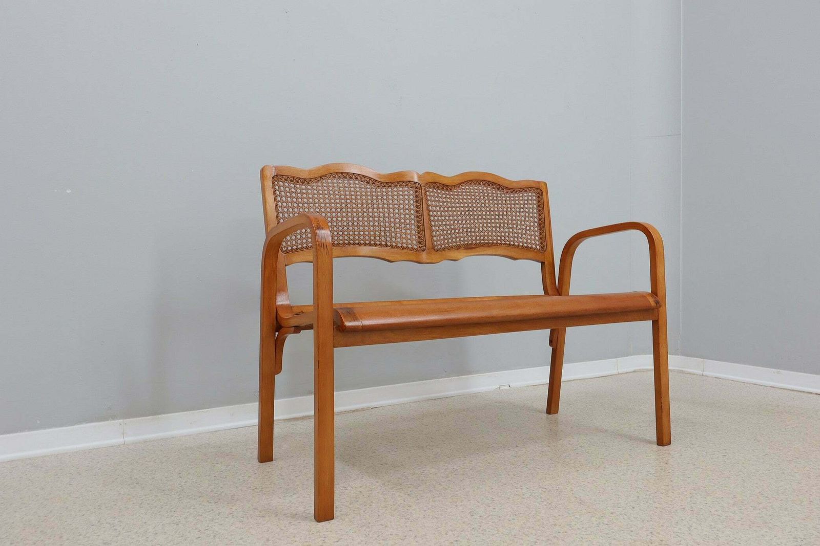 photo furniture Mid Century Vienna Straw Set 1940s, Bench + Armchair