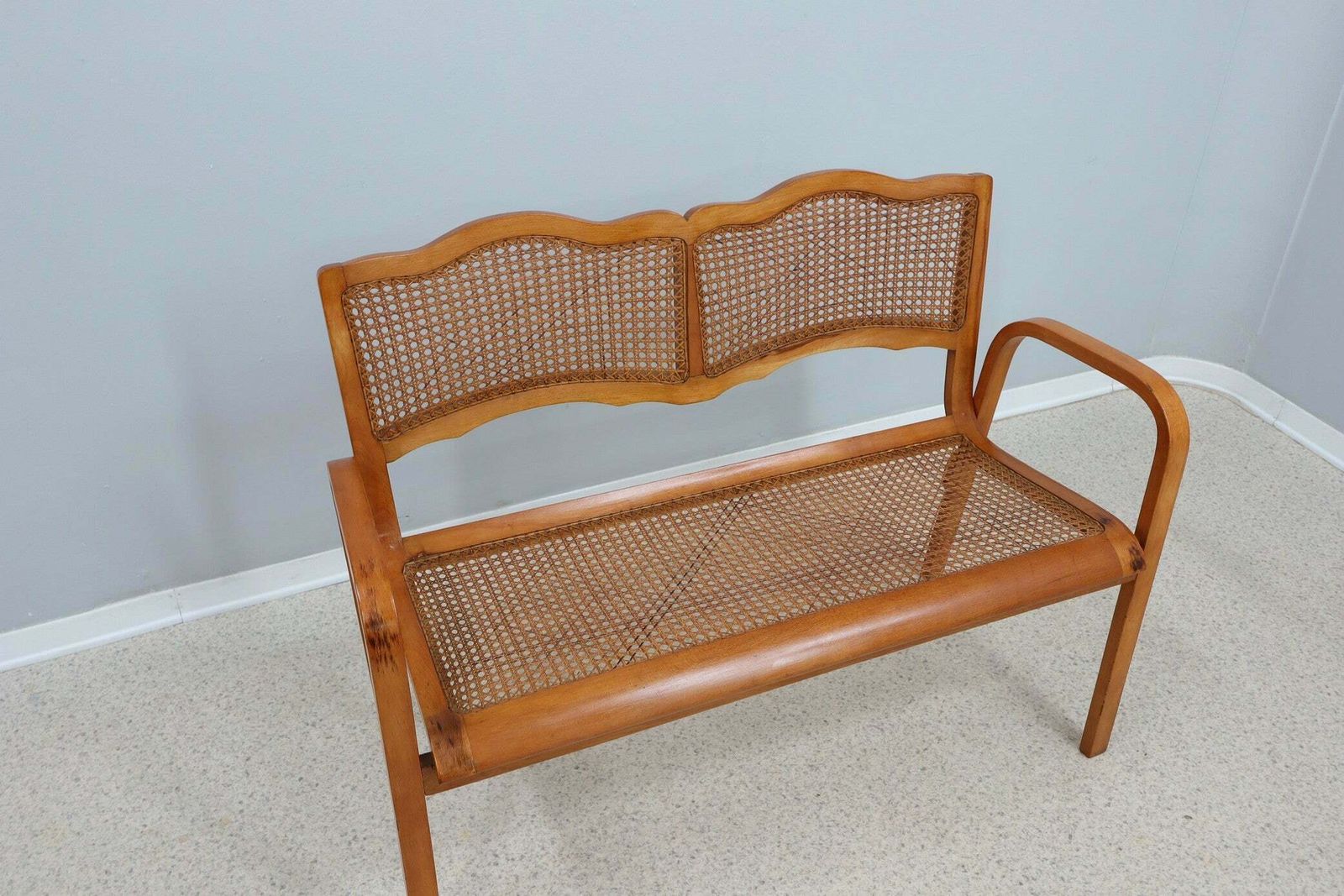 Furniture Mid Century Vienna Straw Set 1940s, Bench + Armchair photo