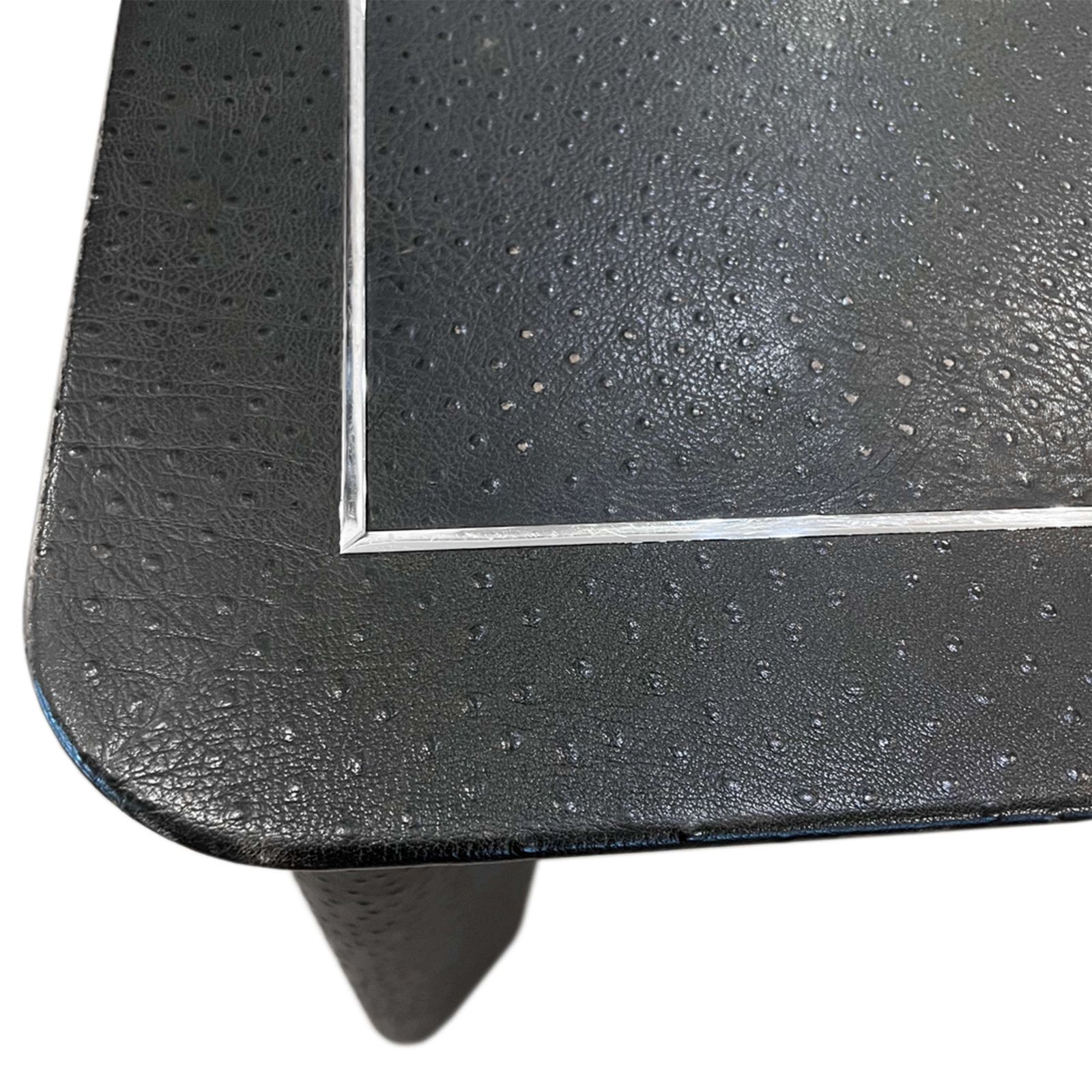 French Ostrich Skin Card Table With Chrome Trim And Drink's Holders photo Furniture