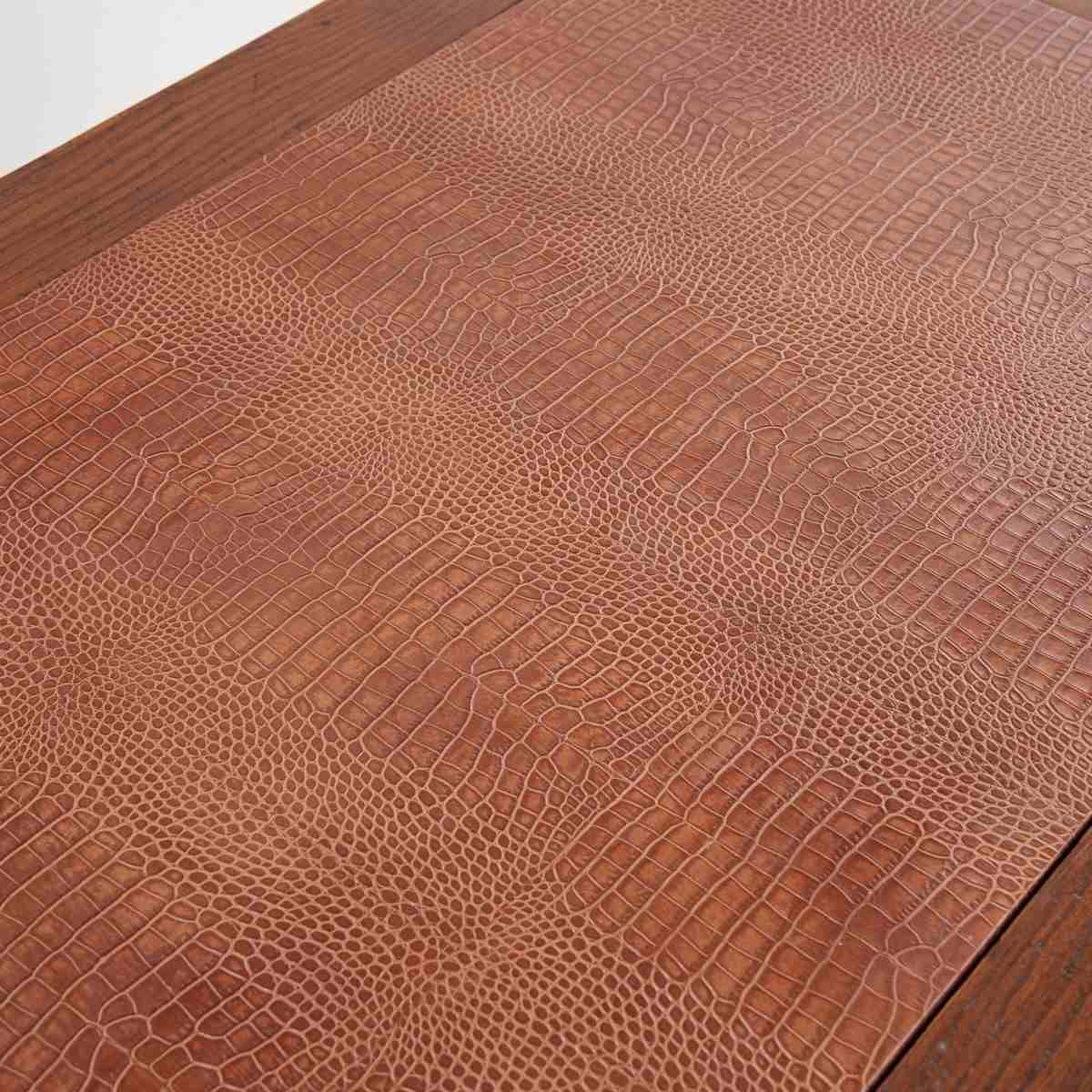 Nine Drawer Desk With Genuine Leather Top (Crocodile Effect) photo for sale