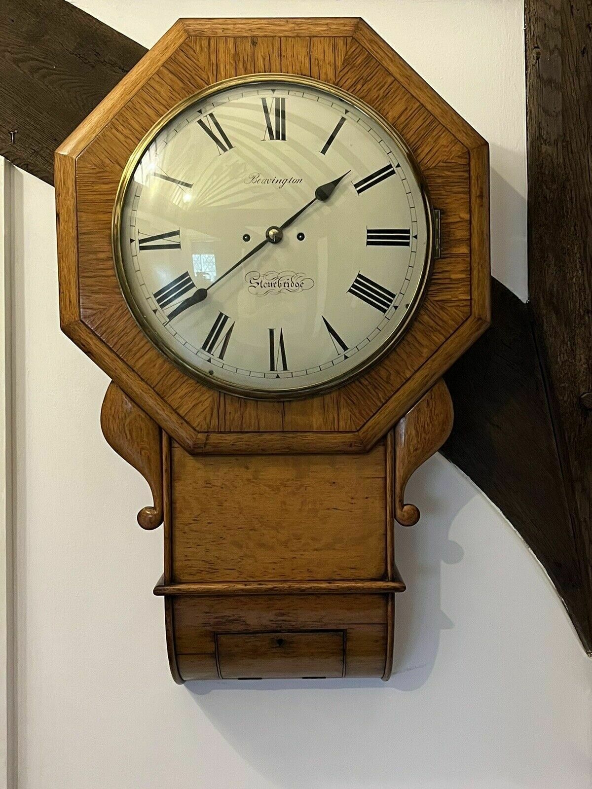 photo furniture Doubke Fusee Tavern Clock, Convex Glass, Huge In Size, Top Quality Piece