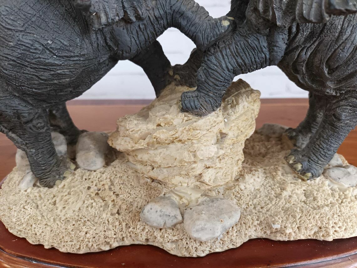 Vintage Pair Large African Elephants Statue Sculpture Figurine Elephant Wildlife photo vintage