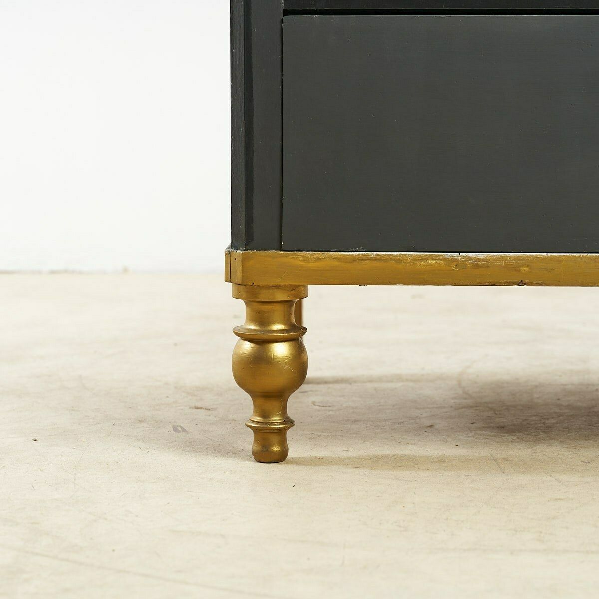 Dresser From 1800, Black Reworked With Gold Leaf Details photo vinterior