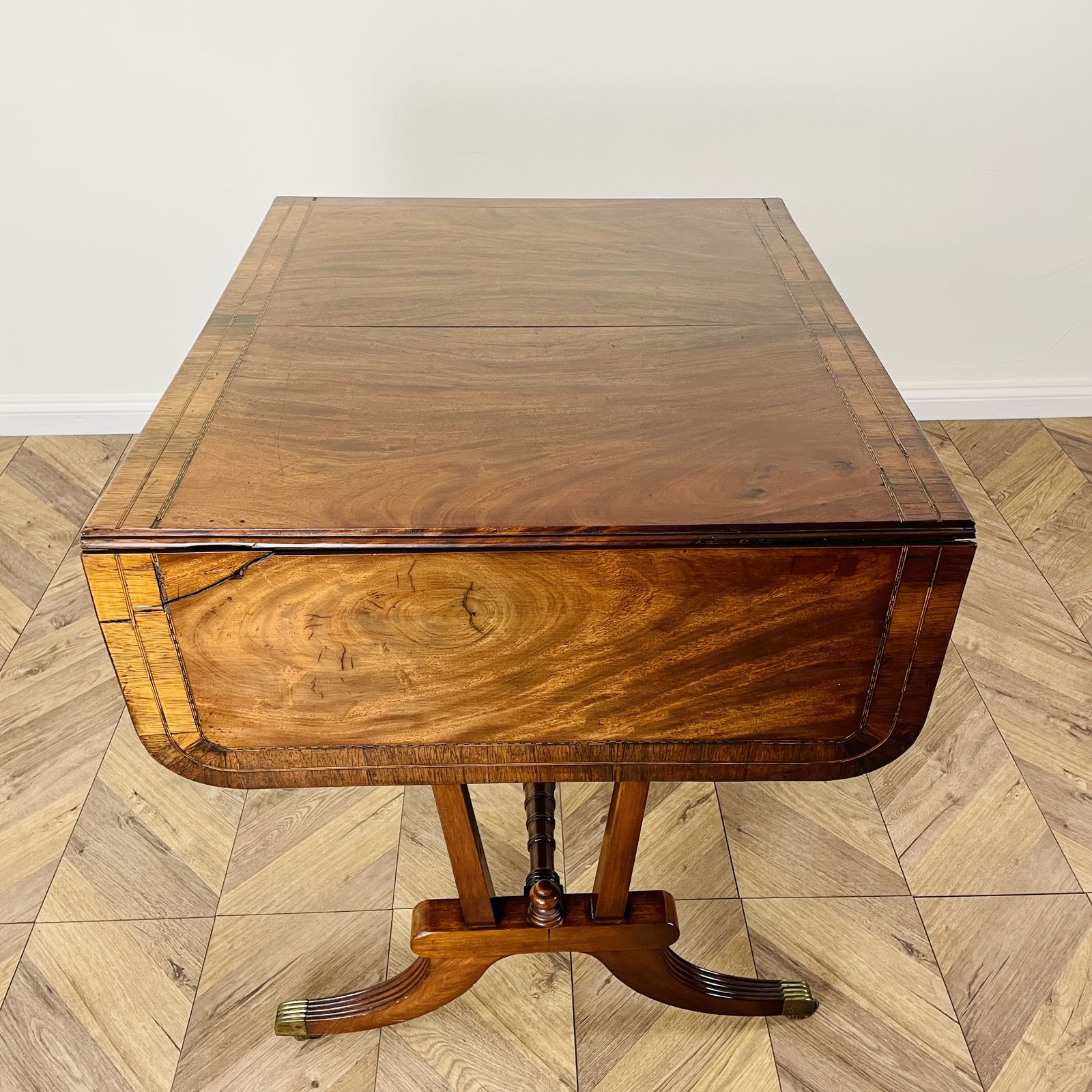 Antique English Mahogany Drop Leaf Stretcher Table On Castors, 19th Century photo 395.0