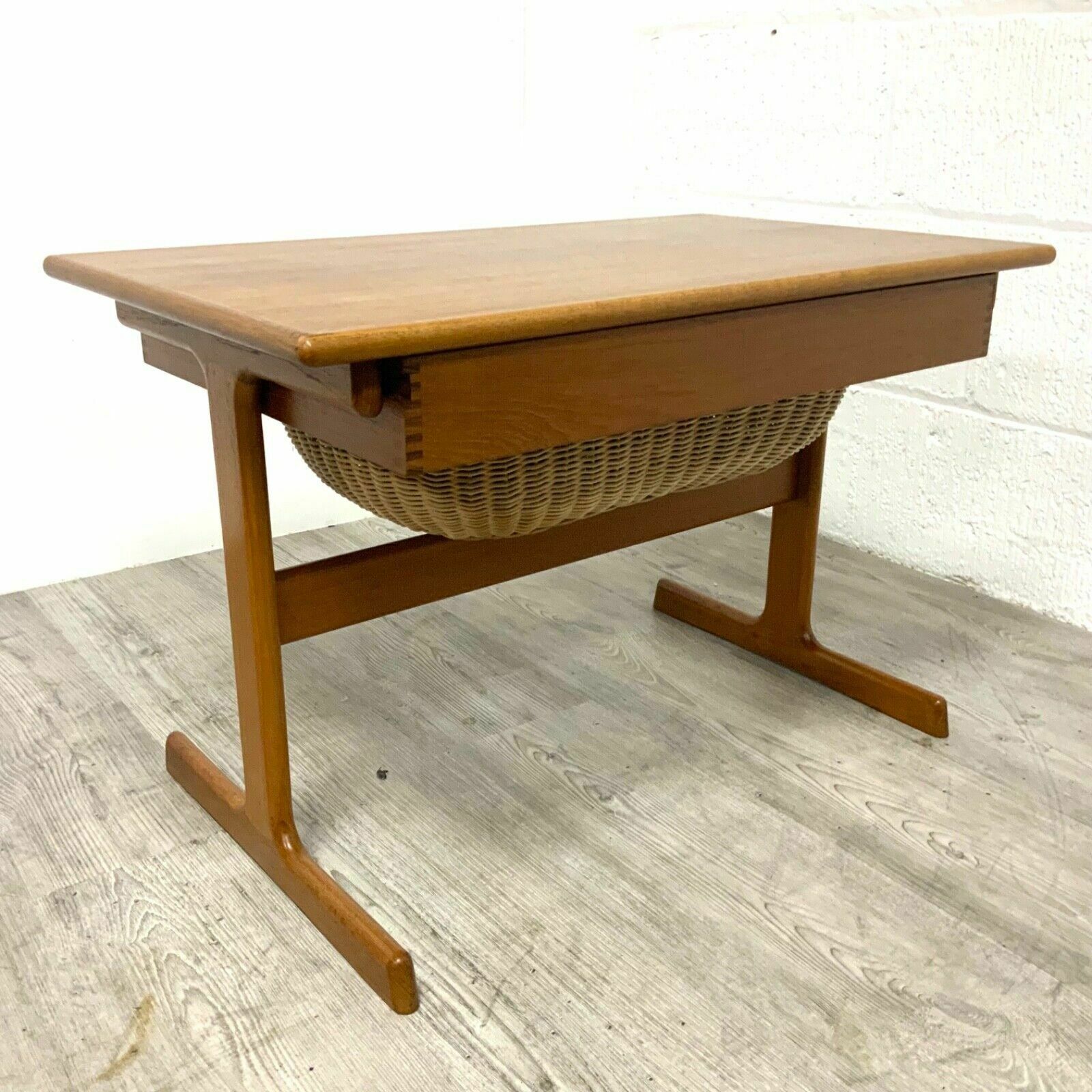 photo for sale Danish Teak Sewing Table With Basket By Kia Kristiansen For Vilbjorg Mobelfrabik
