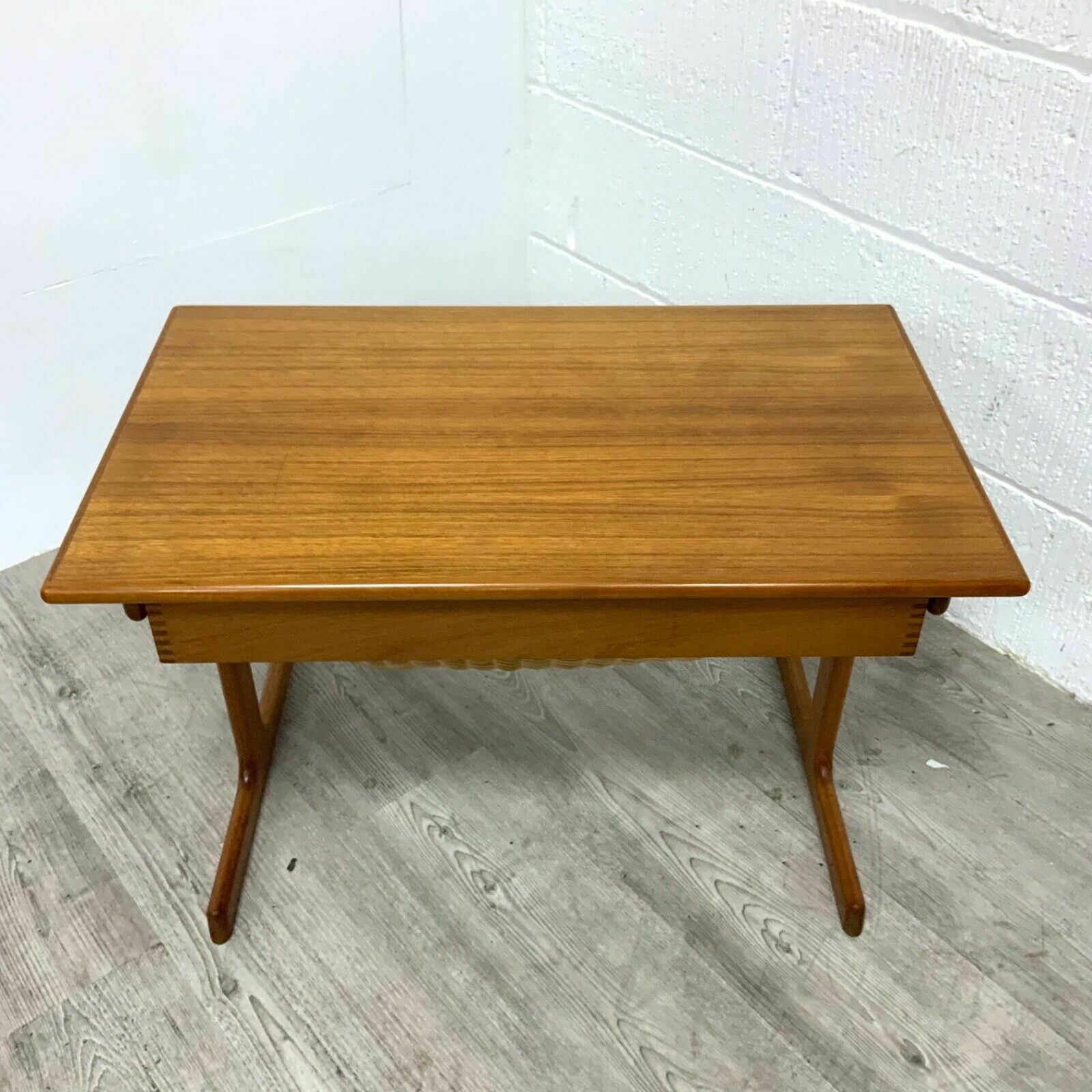 Furniture Danish Teak Sewing Table With Basket By Kia Kristiansen For Vilbjorg Mobelfrabik photo