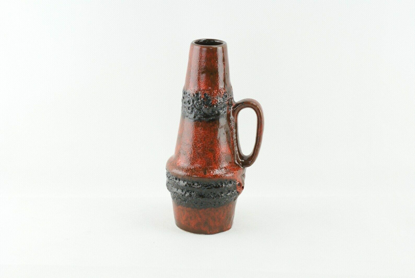 West German Pottery   Scheurich Keramik   Fat Lava   Orange Black Drip Fat Lava Glaze   Scheurich 400 22