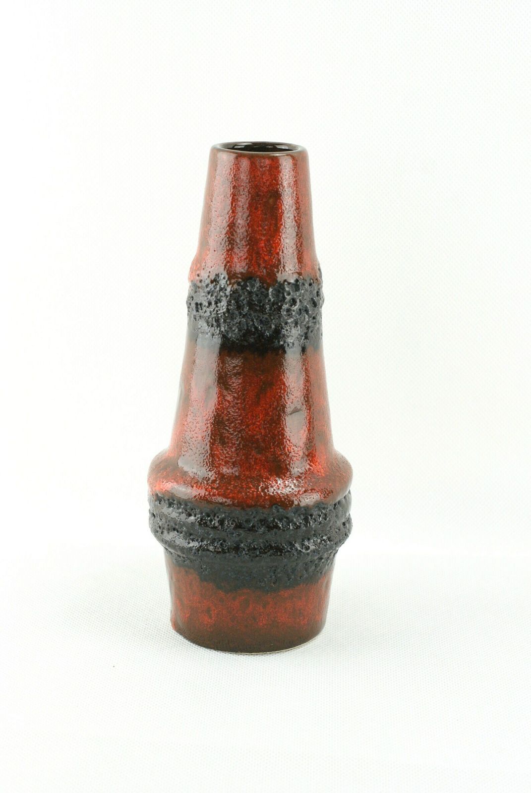 West German Pottery   Scheurich Keramik   Fat Lava   Orange Black Drip Fat Lava Glaze   Scheurich 400 22 photo Home Decor