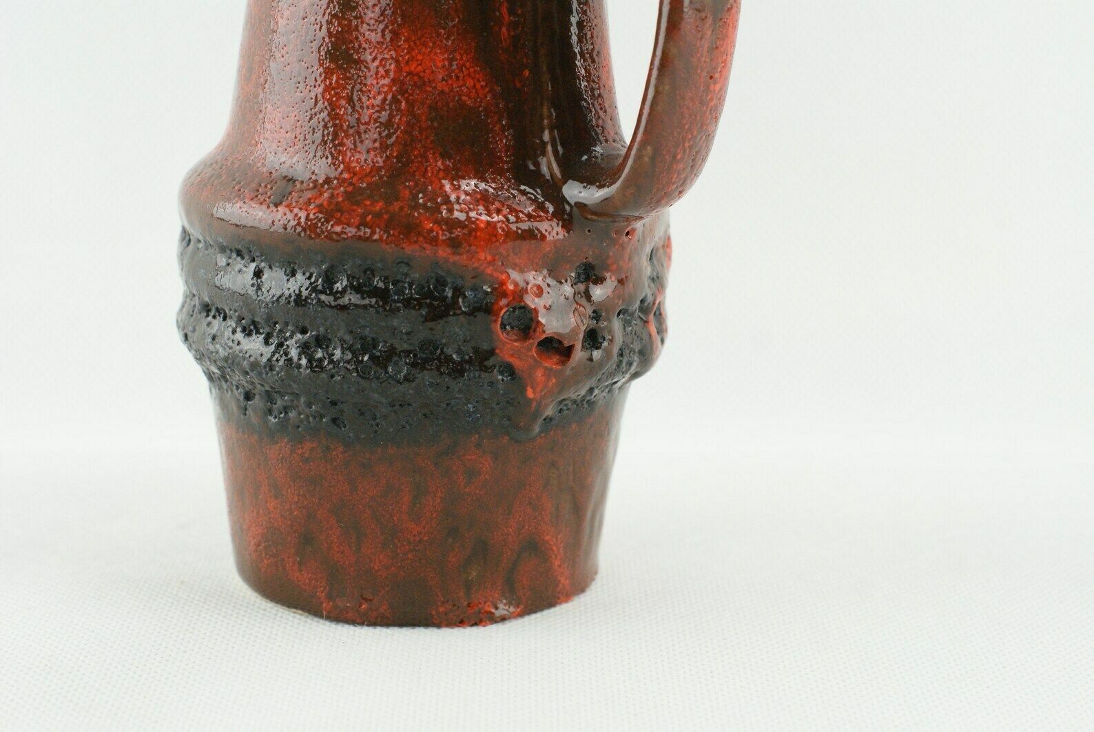 West German Pottery   Scheurich Keramik   Fat Lava   Orange Black Drip Fat Lava Glaze   Scheurich 400 22 photo vinterior