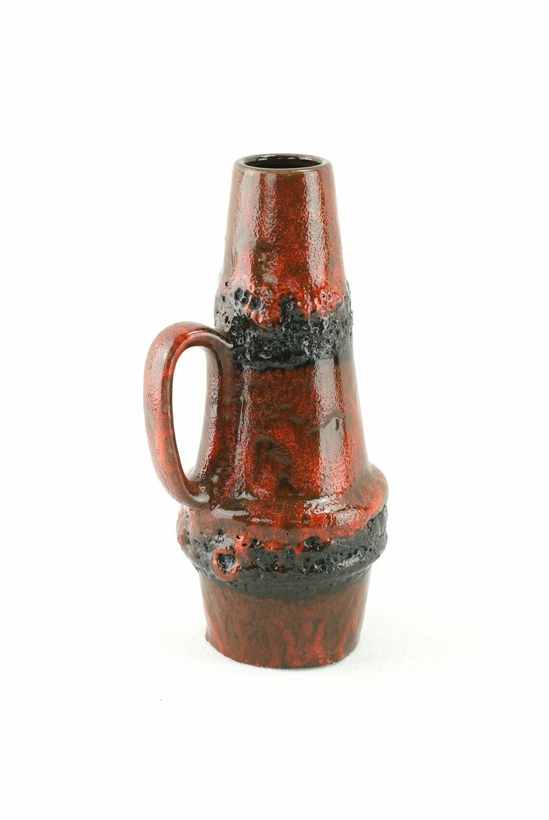 photo vinterior West German Pottery   Scheurich Keramik   Fat Lava   Orange Black Drip Fat Lava Glaze   Scheurich 400 22