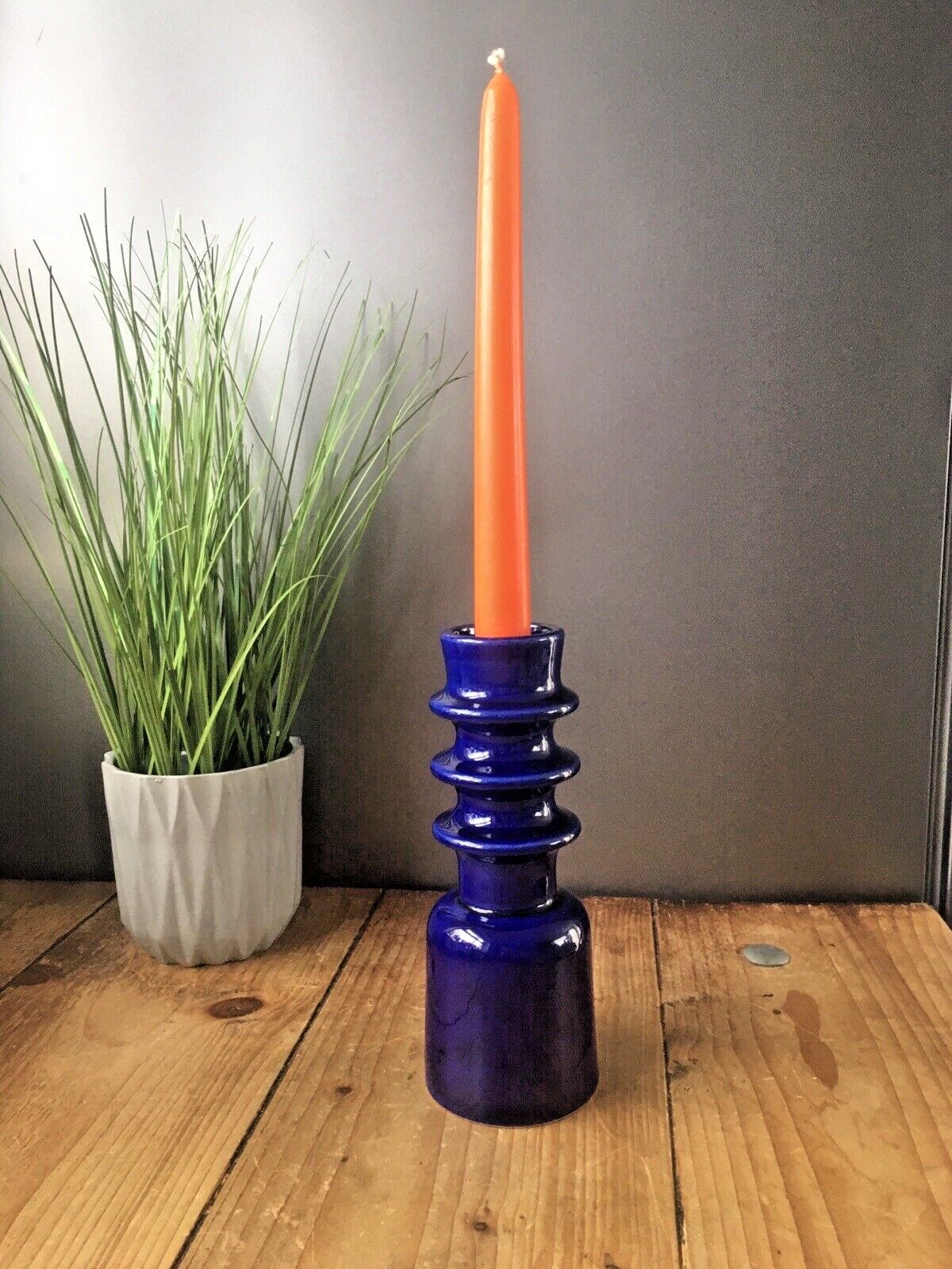 125.0 Rare Mid Century Modern 60's Hooped Scandi Style Cari Zalloni Steuler Keramik Candlestick Candle Holder 204/20 photo