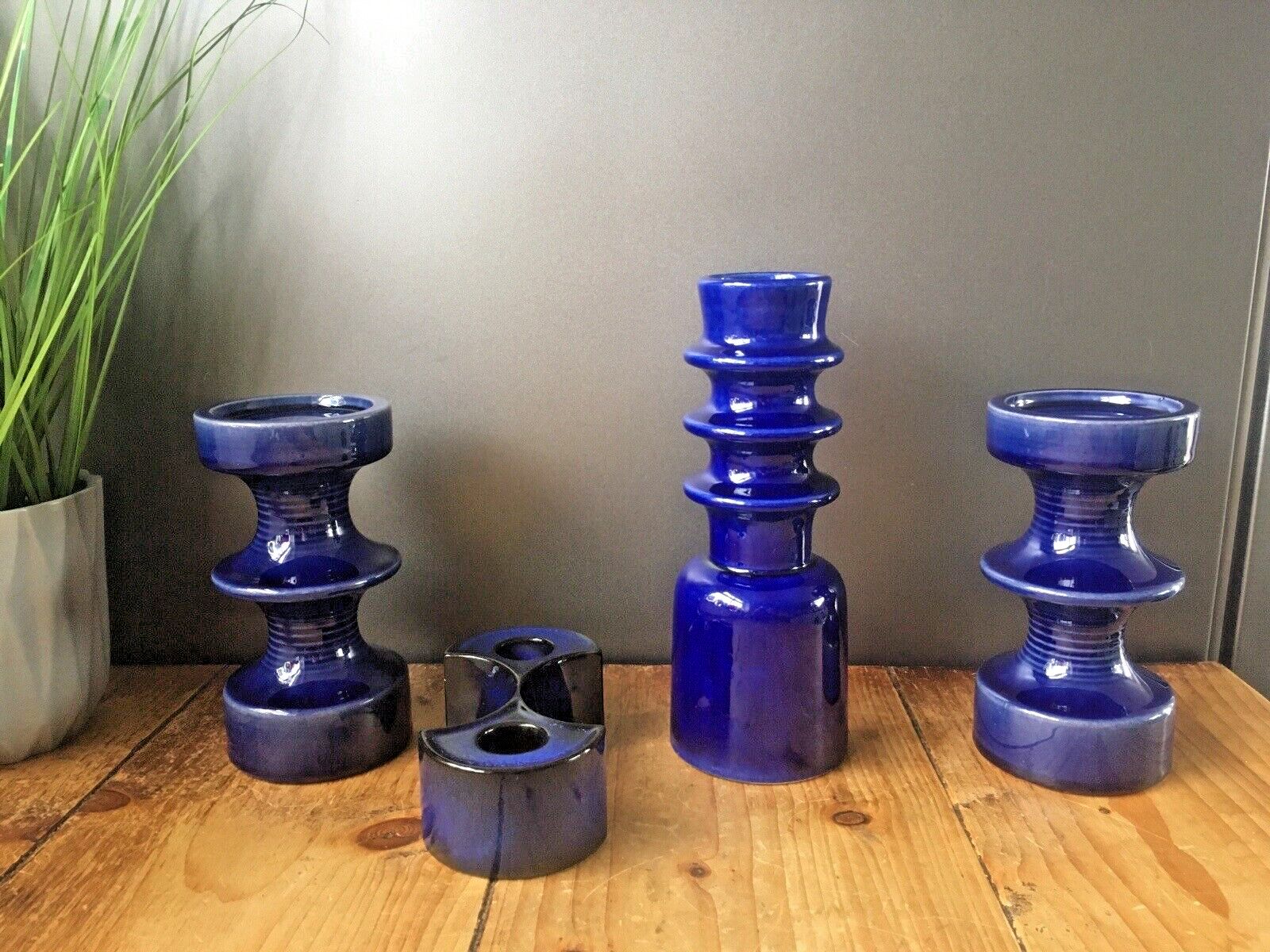 photo vinterior Rare Mid Century Modern 60's Hooped Scandi Style Cari Zalloni Steuler Keramik Candlestick Candle Holder 204/20