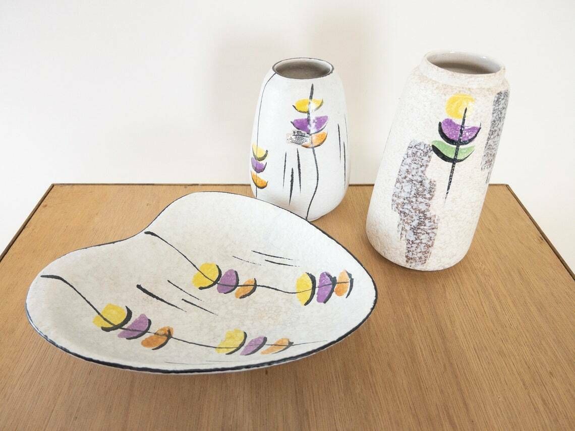photo furniture Bay Kermamik 1960s Mid Century Ceramics Vases And Bowl