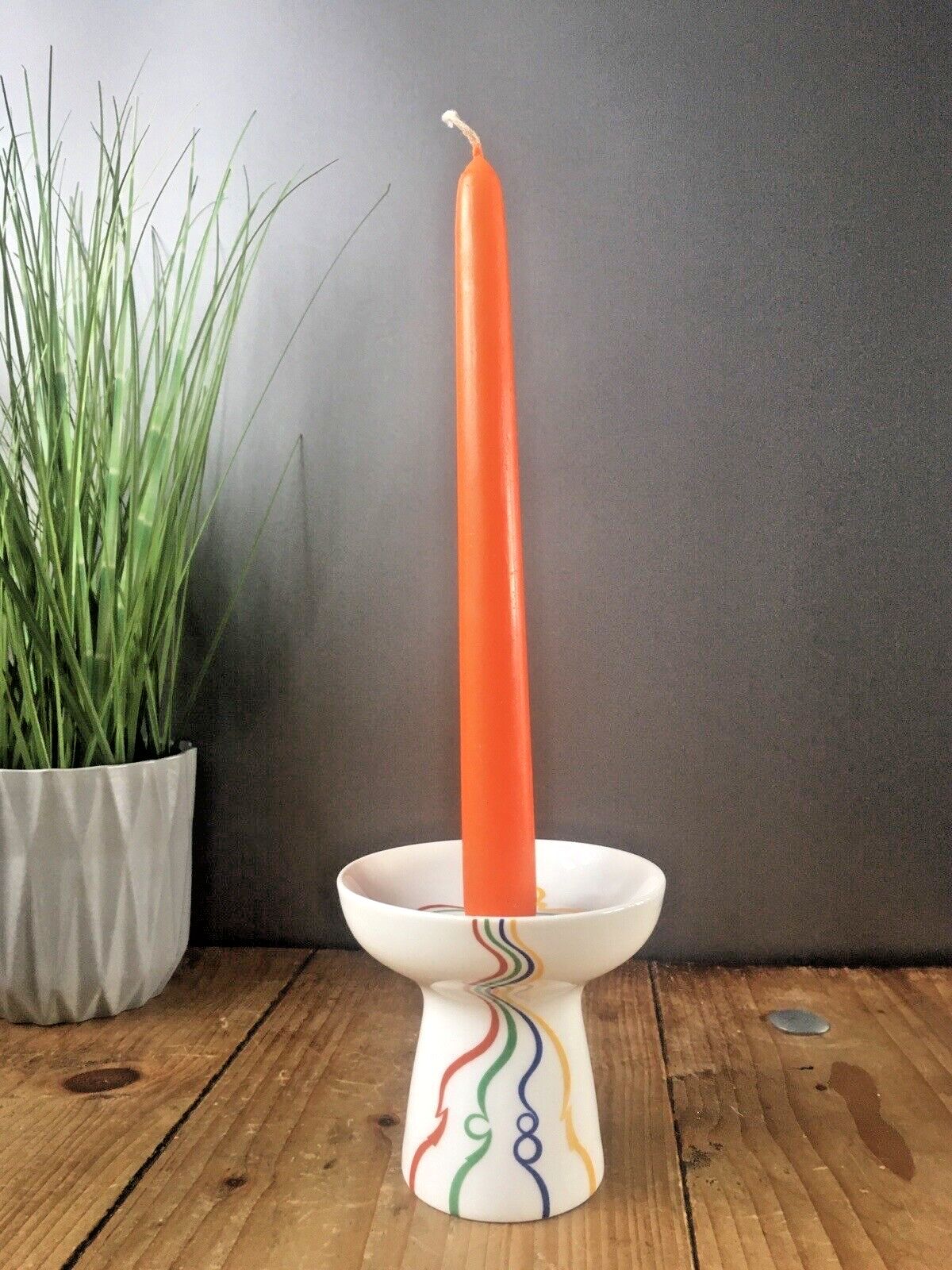photo for sale Retro 1981 Danish Royal Copenhagen Annual Candle Holder Striped Candlestick Mcm