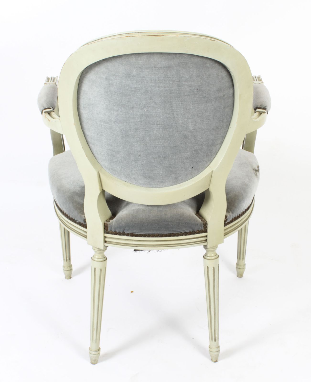 Furniture Antique Pair French Louis XVI Revival Painted Armchairs Early 20th Century photo