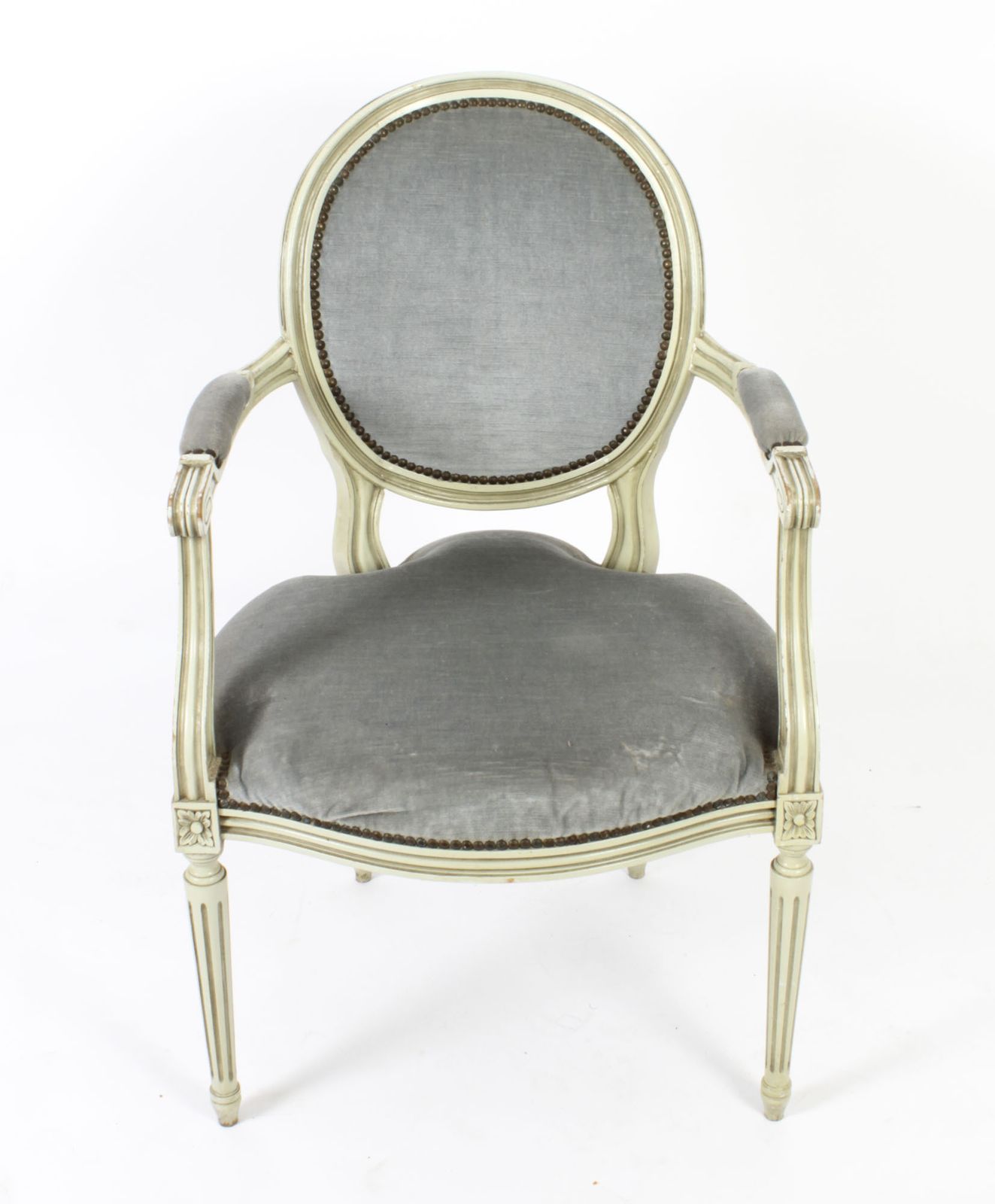 photo vintage Antique Pair French Louis XVI Revival Painted Armchairs Early 20th Century