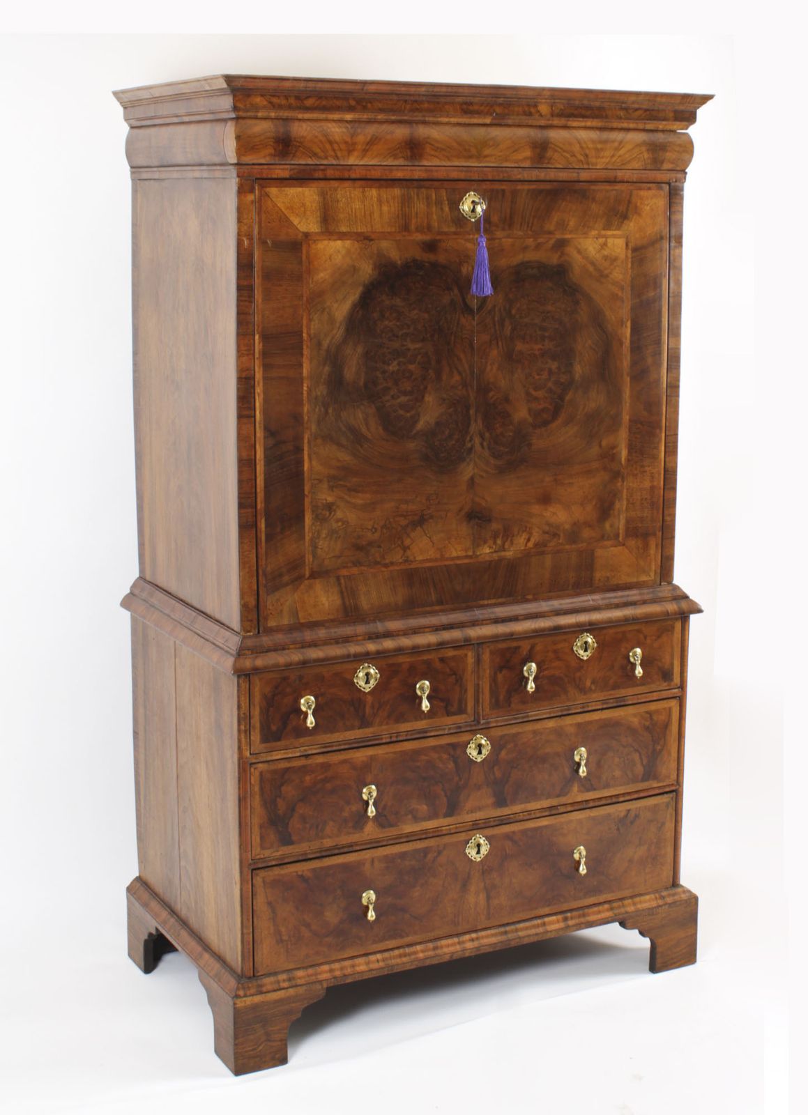 Antique Queen Anne Walnut Secretaire Chest / Escritoire, Circa 1710 18th C