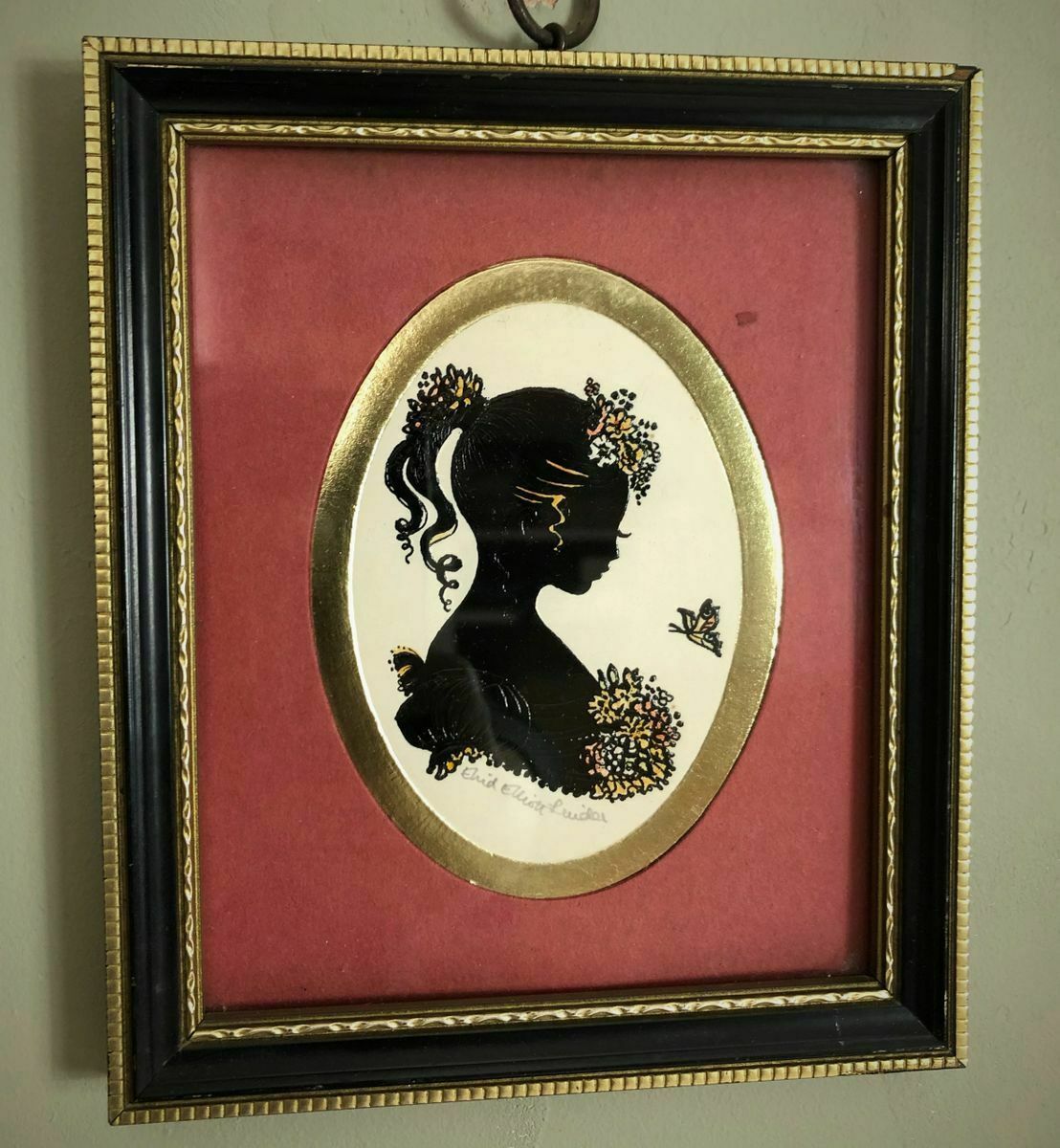 Penny Farthing Galleries 1970's Vintage Minature Silhouette  Springtime