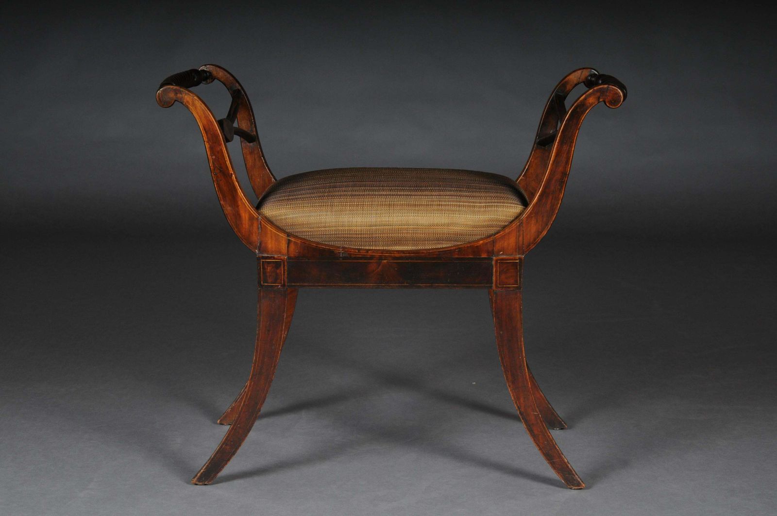 Antique Biedermeier Empire Gondola / Stool, Circa 1820, Horsehair photo furniture