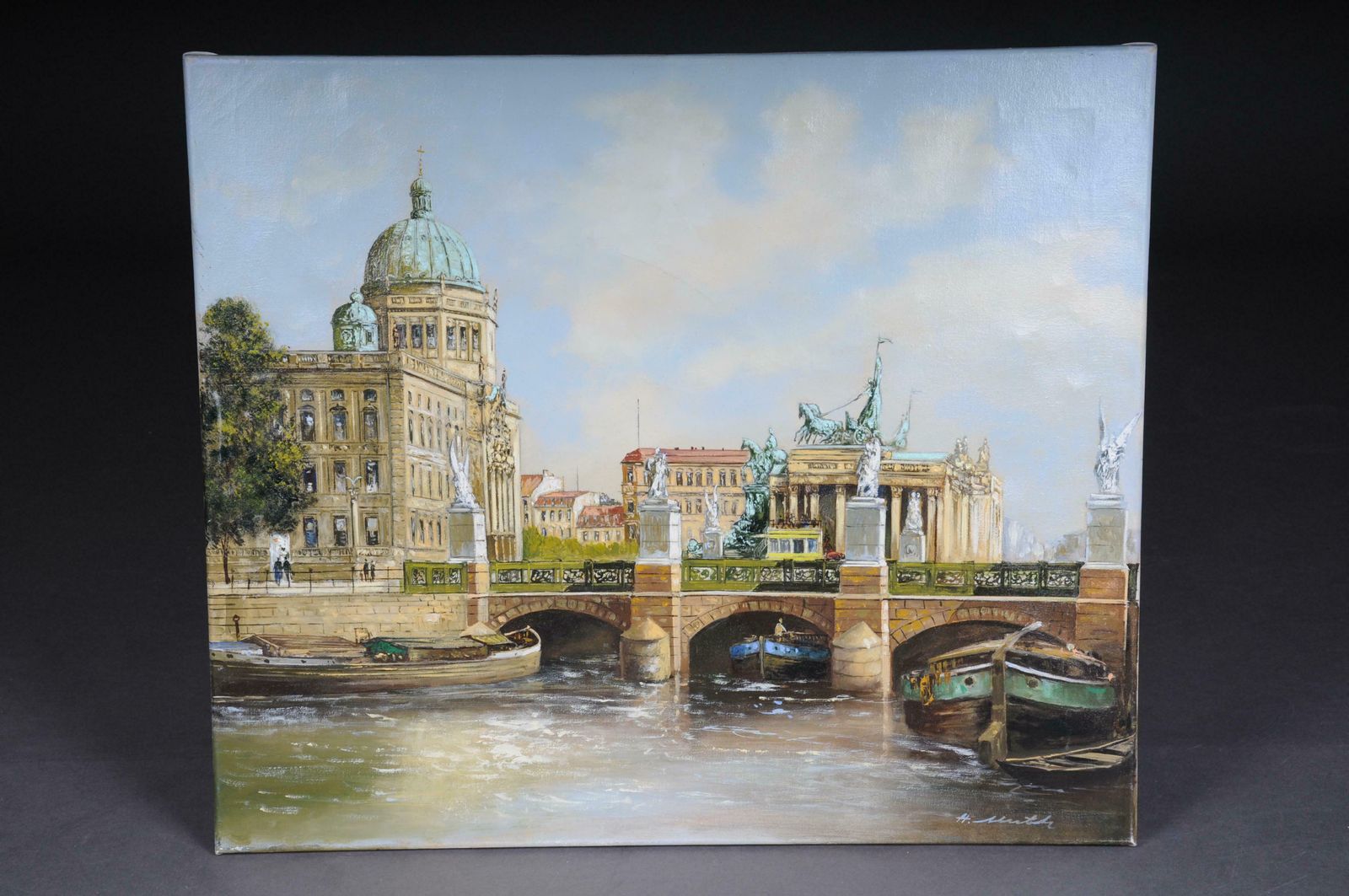 20th Century Oil Painting By Hermann Muth, Berlin City Palace photo furniture