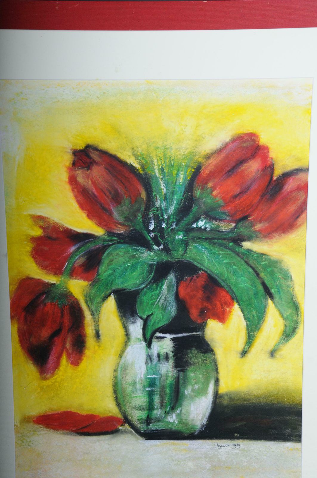 photo furniture 20th Century Tulips Still Life "Ephemeral Beauty) Pastel On Paper, Signed Ugur