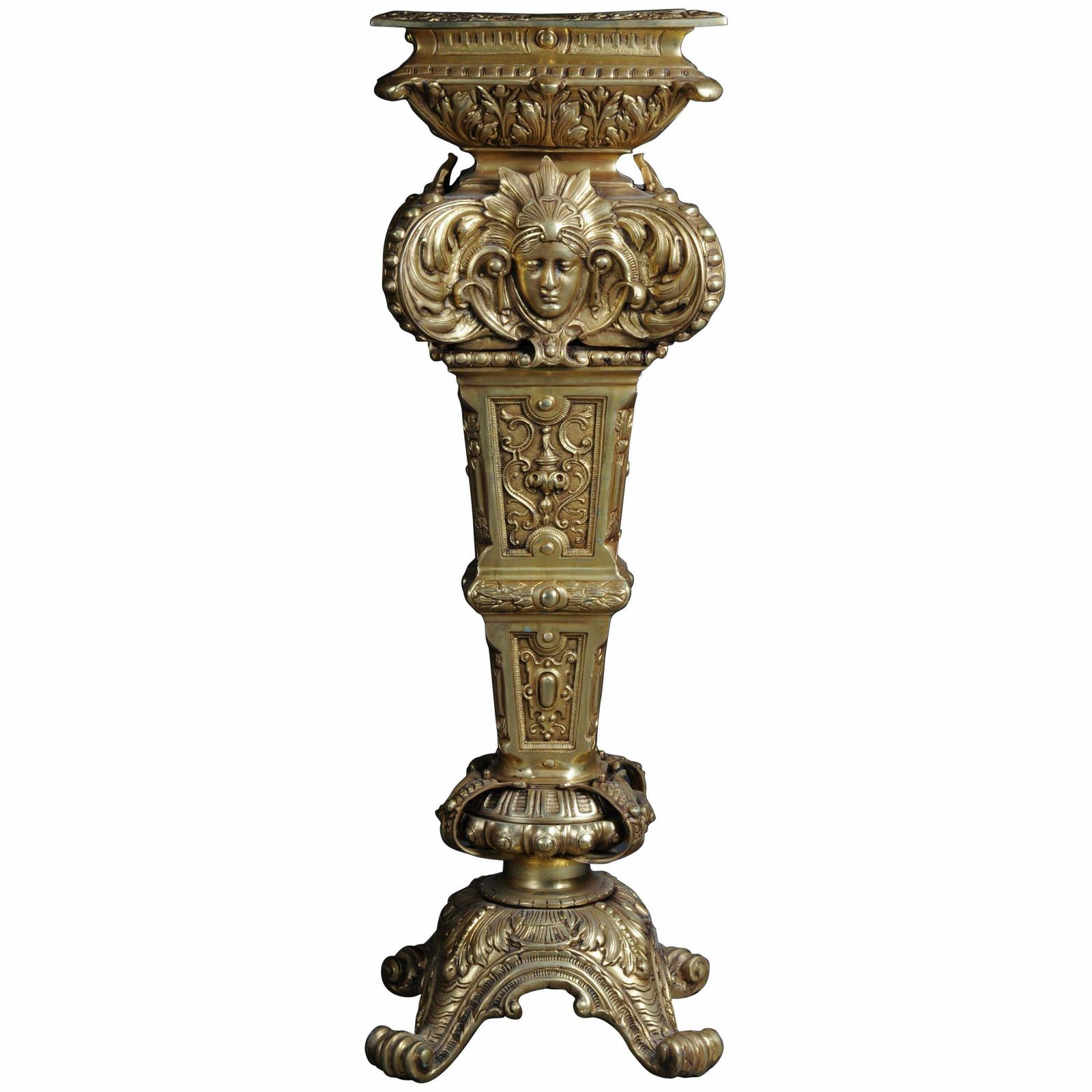 20th Century Massive Finely Engraved Bronze Pillar Or Column, Gold