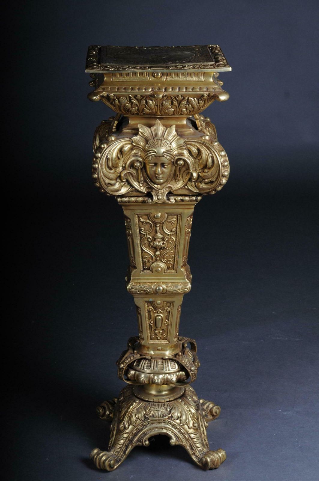 20th Century Massive Finely Engraved Bronze Pillar Or Column, Gold photo furniture